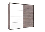 Froschkönig24 Moon Schiebetürenschrank Kleiderschrank Schrank 240 cm Haveleiche/Weiß