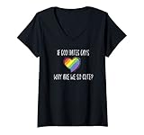 Damen LGBT Regenbogen Herz Lesbisch Gay Homosexuell Pride Monat T-Shirt mit V