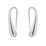 VJGOAL Damen Ohrringe, Lady Fashion Teardrop Haken Edelstahl versilbert Hoop Ohrringe Schmuck Frau (Silber)