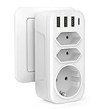 Gafild Steckdosenadapter, USB Steckdose 7 in 1 Mehrfachsteckdose mit 2 Euro Steckdosen 1 Schuko Multistecker 3 USB und 1 Typ-C Port, Mehrfachstecker Adapter mit Kindersicherung für Hause, Reise, Bü