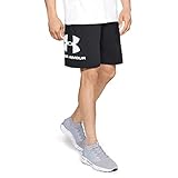 Under Armour Herren ultraleichte und atmungsaktive Kurze Hose, komfortable Sportshorts mit Loser Passform Sportstyle Cotton Logo, Black / White, XL