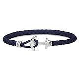 PAUL HEWITT Anker Armband Herren und Damen PHREP Lite - Männer und Frauen Leder Armband (Marineblau), Armband mit Anker Schmuck aus Edelstahl (Silber)