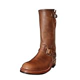 Boots Men's Leather Round Head Middle Top Cowhide Cowboy Boots Motorcycle Boots Leather Boots#