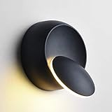Modern Wandleuchte LED Wandlampe Kreative Eclipse Wandleuchte Warmweiß 2 in 1 Modern LED Deckenleuchte 5W Deckenlampe Eisen Leuchten Lampen Spotlicht für Schlafzimmer, Wohnzimmer, Korridor (Schwarz)
