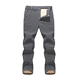 TQIU Herren Thermohose Plüschfutter Wasserdicht Softshellhose Outdoorhose Dicker Warm Winter Schneehose Trekkinghose Snowb
