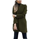 Bartira Winterjacken für Frauen Plus Size Damen Langarm Warm Cardigan Anzugjacke Lange Jacken Mantel Oberbekleidung, military green, 46