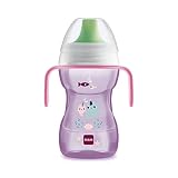 MAM Fun To Drink Cup Night, Tasse mit starrem Ausguss, rutschfeste und ergonomische Griffe, die im Dunkeln leuchten, für Kinder ab 8 Monaten, 270 ml, R