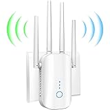 WLAN Verstaerker 1200Mbit/s, WiFi Repeater Dualband 5GHz 2.4GHz für zu Hause, Port Ethernet/LAN/WPS Verstärker, AP/Repeater/Router Modus, Einfach Einzurichten, Kompatibel zu Allen WLAN Geräten, Weiß