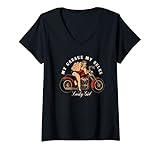 Damen Die Werkstatt Pin Up Mädchen Motorrad T-Shirt mit V