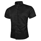 Trachtenhemd Herren Sommer Einfachheit Mode Einfarbig Herren Hemd Modern Basic Slim Fit Stretch Strickjacke Herren Shirt Urban All-Match H