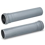 HT Rohr Abwasserrohr mit Muffe Ø 75 mm x 250 mm Länge Grau | PVC Kanalrohr Abflussrohr mit Gummidichtung | Kanalrohrsystem Heißwasser Chemische Beständigkeit | Abwasser I