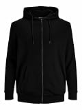 JACK & JONES Male Plus Size Hoodie Durchgehender Reißverschluss EU5XL US3XLBlack