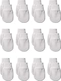 Syhood 12 Paare Neugeborene Baby Fäustlinge Handschuhe Baumwolle Kein Kratzen Baby Fäustlinge für 0-6 Monate Baby Jungen Mädchen (Weiß)