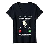 Damen Rhode Island are calling and i must go tee gift funny T-Shirt mit V