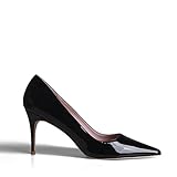 GENSHUO Damen Stiletto High Heels, Sexy Geschlossene Spitze Zehen Stiletto Pumps 8cm Klassische Party Prom Hochzeit Lackleder High Heel Pumps für Frauen Schwarz Größe 39 EU