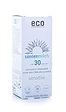 eco cosmetics eco Sonnenmilch 30+ sensitive, wasserfest, vegan, ohne Mikroplastik, Naturkosmetik für Gesicht und Körper, 1 x 75