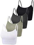 4 Stück Basic Crop Tank Tops Ärmelloses Racerback Crop Sport Baumwoll Top für Damen (Schwarz, Weiß, Dunkelgrau, Oliv, S)
