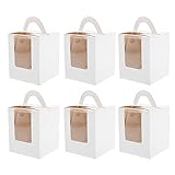 Cabilock Tortenbox mit Sichtfenster Cupcake Karton Muffin Karton Papier Weiß 20 Stück Dessert Kuchen Gebäck Verpackung Geschenkverpackung Bäckerei Party Hochzeit Geburtstag