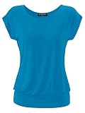 Fleasee Damen T-Shirt Kurz Ärmel Bluse Stretch Lässig Tunika Allover Druck Oberteile Top M Türk
