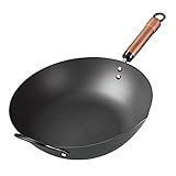 SHYOD Pfanne Eisentopf 32cm34cm Handgeschmiedeter Eisen-Wok Antihaft-Pfanne Unbeschichteter Wok-Gaskocher Home Küchentöpfe Antihaft-Pfanne Wok (Size : 32cm)