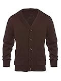 Knit Minded Herren Strickjacke, flach, langärmelig, V-Ausschnitt, zwei Taschen, Knopfleiste - Braun - Groß