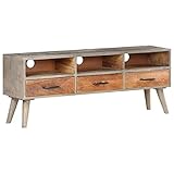 TV-Schrank, TV-Tisch mit Aufbewahrung für Fernseher bis 55 Zoll, Holz-TV-Board in Grau, Entertainment-Center-Schrank mit Aufbewahrung, 130x35x51