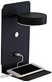 BDRPZX Moderne Nachtlesewand mit USB-Ladeöffnung, LED-Wandlampe mit Regal einstellbar Acrylwand-Licht-Leuchte für Schlafzimmerstudienzimmer-B 32x19cm (13x7inch)