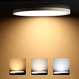 LED Deckenleuchte, UBRAVOO 24W 3200LM Deckenlampe, Flimmerfreie Kaltweiß Warmweiß Einstellbar Rund Badlampe für Küche, Wohnzimmer, Balkon, Flur, Badezimmer, S