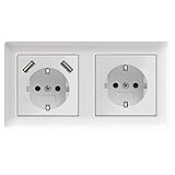 GIRA System 55 Doppelsteckdose, Set: 2-fach Rahmen (021203), Steckdose (018803) + USB Steck