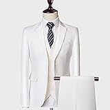 SSMDYLYM Klassische Männer Anzüge Slim-Hochzeit Bräutigam tragen männliche Business Casual 3-teilige Anzugshose (Blazer+Hosen+Weste) (Color : White, Size : Asia 6XL 88 to 92kg)