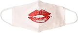 styleBREAKER Damen Baumwoll Stoffmaske Einfarbig mit verschiedenen Motiven, Doppellagig, Waschbar, Community Maske 08040007, Farbe:Kussmund - Weiß