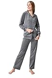 RAIKOU Damen Micro Velours Freizeitanzug Hausanzug mit Reißverschluss Nicki-Anzug Zweiteiliger Schlafanzug mit Strasssteinen (40/42, Grau Melange)