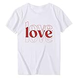 LOSSLO Couple Shirts Love Drucke Einfarbig Große Größe Valentinstag Kurzarm Partner-T-Shirt Damen und Herren,Couple-Shirt Geschenk Set für Verliebte Partner-Geschenk