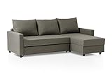 Traumnacht Schlafsofa Belfort, Ecksofa in L-Form mit Schlaffunktion und Stauraum in der Ottomane, hellbraun, 227x153x66