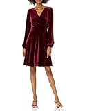 KARL LAGERFELD Paris Damen Women's Mock Neck Ruffle Stretch Velvet Sheath Cocktailkleid, Wein, 46