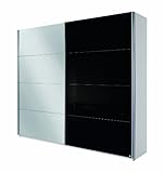 Rauch Schwebetürenschrank Quadra in Alpinweiß / Glas Schwarz BxHxT 62x210x226