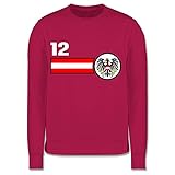 Shirtracer Fussball WM 2022 Fanartikel Kinder - 12. Mann Österreich Mannschaft - 104 (3/4 Jahre) - Fuchsia - Österreich - JH030K - Kinder Sweatshirt Pullover für Jungen und M