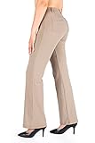 Yogipace, Gürtelschlaufen, Damen, zierlich/normal/hoch, Bootcut Kleid, Yoga-Arbeitshose, Damen, Anzughose, Khaki (2 Gesäßtaschen), XX-Large/31' I