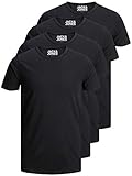 JACK & JONES | T Shirts Männer Basic 4er Pack | Rundhals | Jack and Jones Tshirt Herren, T-Shirt Herren Tshirt Set, T-Shirts für Herren Tshirt Herren Schwarz, T Shirt H