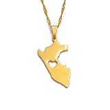 BACKZY MXJP Halskette Peru Karte Anhänger Halsketten Für Frauen/Männer Gold Farbkarte Von Peru Schmuck