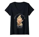 Damen Musikhören mit meinen Zwerg, Zwerg mit Gitarre T-Shirt mit V