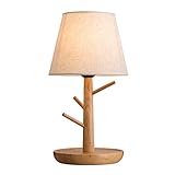 XIANGJBYC Nachttischlampe Nordic Tischlampe Kreative Schlafzimmer Nachttischlampe Natürliche Holz Lampe Körper LED Lesen Nachtlicht Tischlamp