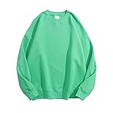 Einfarbiger Hoodie, Rundhalsausschnitt, Schulterfreies Langarm-Sweatshirt, Unisex Lockeres Pullover-T-S