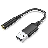 Olakin USB auf 3,5mm Klinke Audio Adapter, TRRS Buchse (Audio und Mikrofon) USB Soundkarte für Laptop, PS4, Headset, Mikrofon, Laptop, PC, Kompatibel mit Windows, Mac, Linux