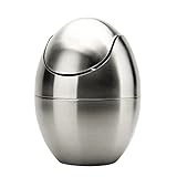LEGU Abfallbehälter Ei-förmiger Desktop Mülleimer Edelstahl Mini WACHBASKET Count Counter TOP Mülleimer for Badezimmerwaschtisch usw.-Silber abfalleimer (Color : Silver)