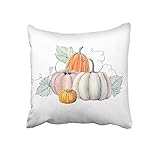 HeiHeiDa 1/4 Stücke Kissenbezug Halloween Kissenbezug Kürbis mit Blättern Herbst Erntedankfest Dekorativer Kissenbezug Baumwoll Leinen Wurfkissenbezug für Wohnzimmer, Sofa, Bett 45x45