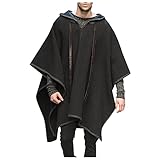 BIBOKAOKE Mode Cape Mantel für Herren mit Kapuze Cape Schal Kap Pullover V-Ausschnitt, Poncho, mit Kapuze, Baldachin, Schal, Mantel, unregelmäßiger Saum, Kapuzenpullover Bequeme Hauskleidung