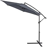 Kingsleeve Sonnenschirm 330 cm anthrazit UV Schutz 40+ Groß Knickbar Kurbel Ampelschirm Garten Terrasse Balkon G