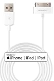 HOMESPOT 30 Pin auf USB Kabel, USB auf 30 Polig Dock Connector, Ladekabel, Sync-Kabel, Datenkabel kompatibel mit iPhone 4, iPhone 4S, iPad 1/2/3, iPod Touch, Nano, Docking Station 2 Meter Lang (Weiß)