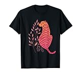 Pink Orange Tiger Wild Animal Dschungel Floral Boho Preppy Art T-S